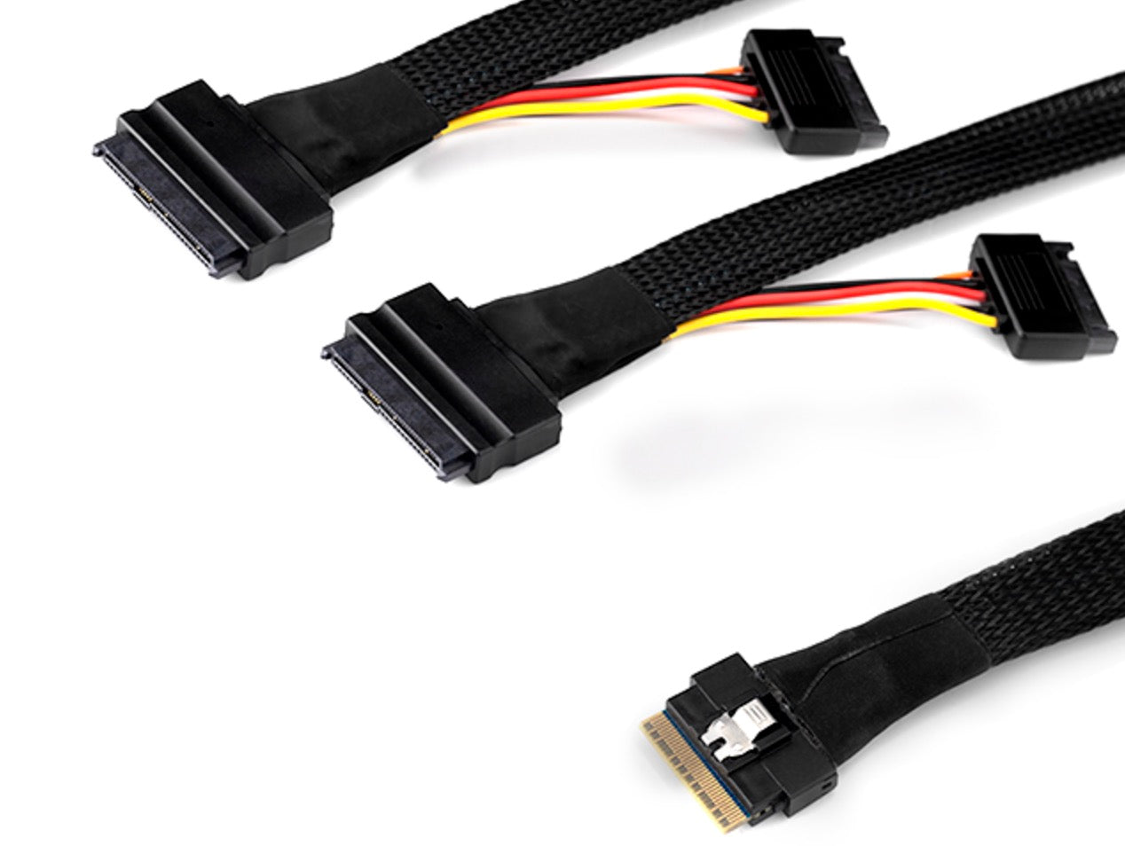 Slim Line SAS 8654 8i to 2 x 8639 15Pin Sata Power Data Server Cable 0.5m