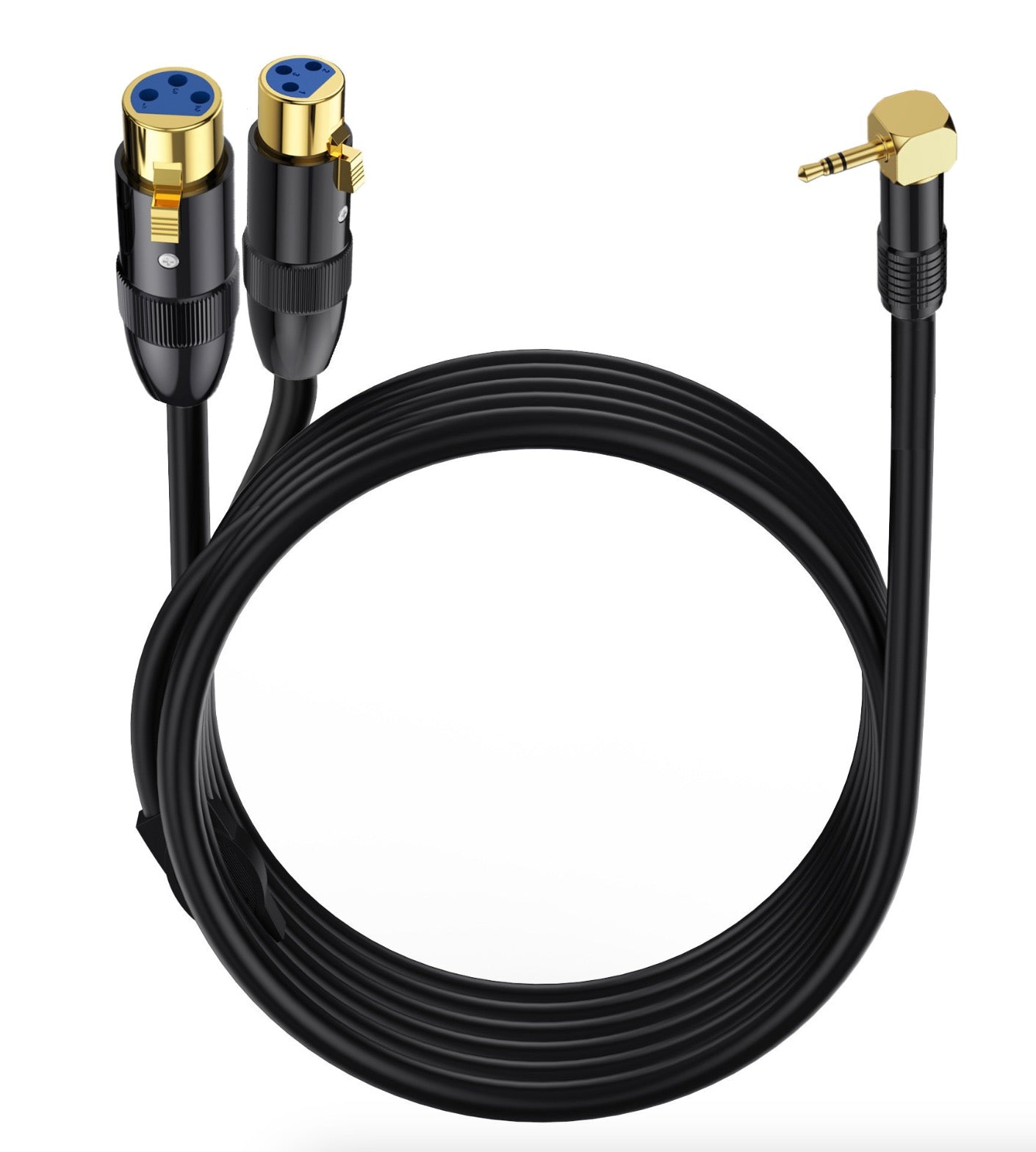 3.5mm TRS 1/8 Inch Angled Male to 2 x XLR Female Unbalanced Interconnection Microphone Cable Y Audio Splitter