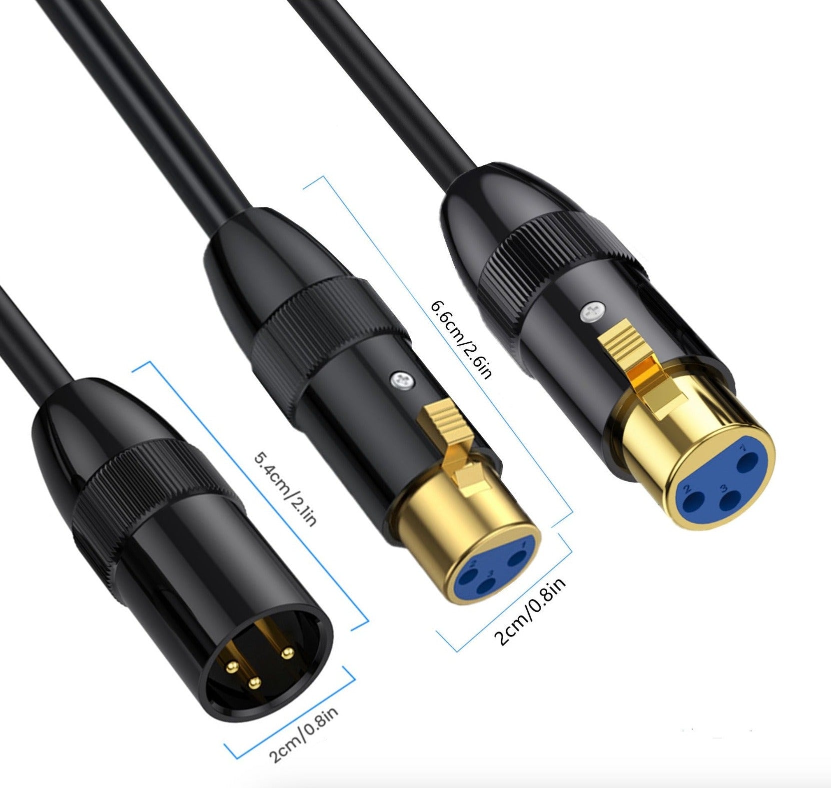 XLR 3Pin Y Splitter | XLR Male to Dual XLR Female Cable Balanced Microphone Audio Connector