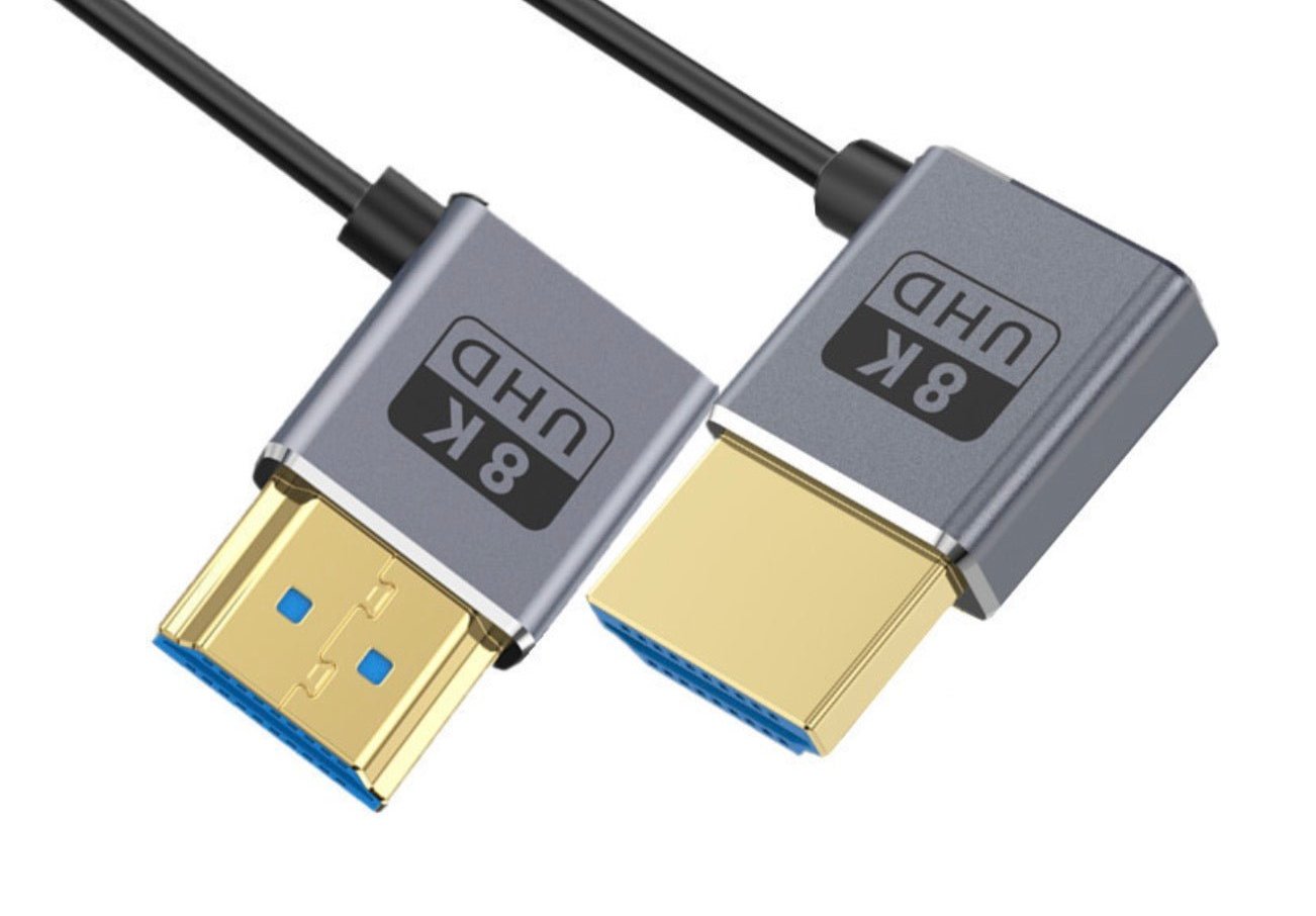 Ultra Thin HDMI 2.1 Coiled Coaxial Cable, Male to Male Flexible Cord | 8K@60Hz | Right - Left