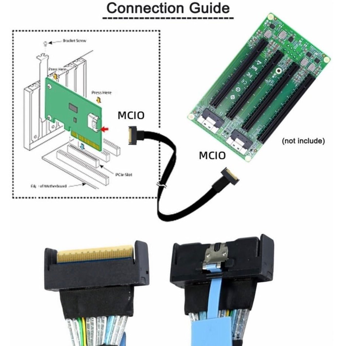 PCI-E 5.0 Mini Cool Edge IO MCIO STR PCI-E 8i 74Pin Male to 8i MCIO 74Pin Male Extender Cable