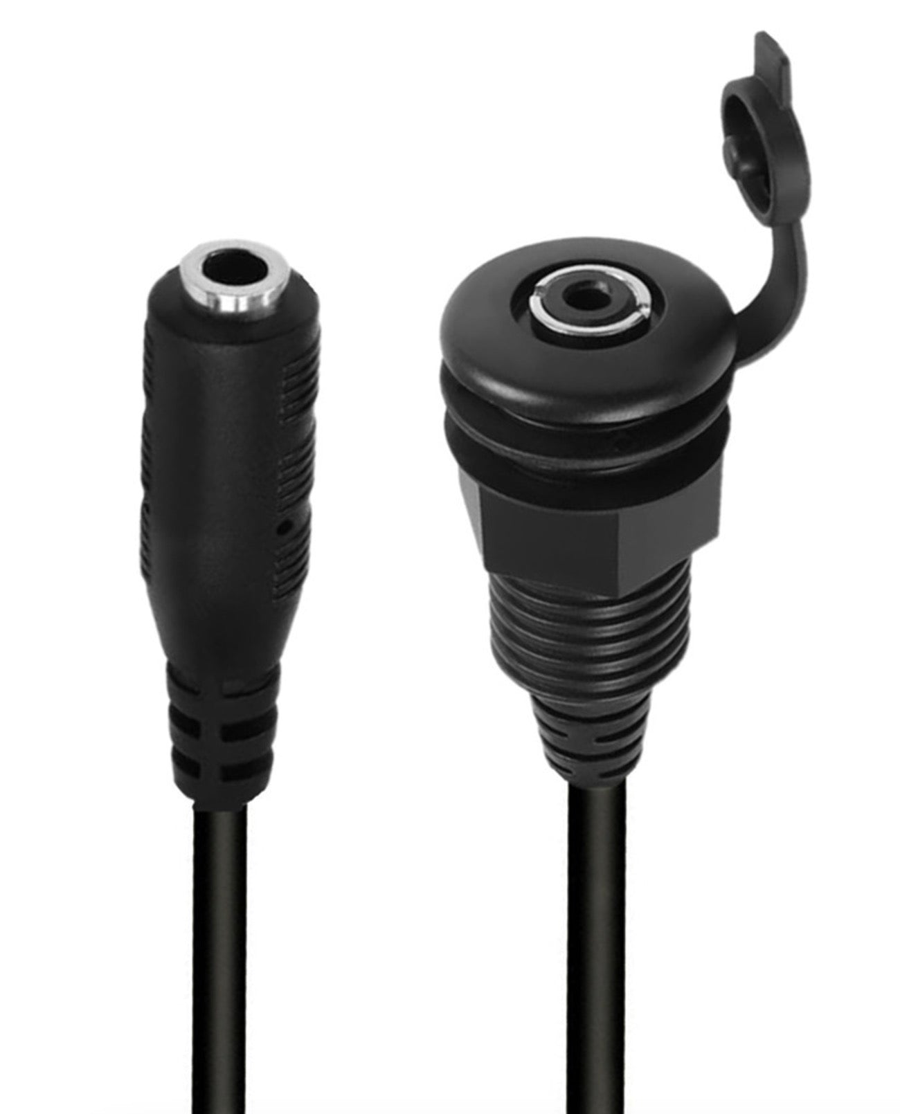 3.5mm Stereo Threaded Fixing Mount Waterproof Cable, 1/8 TRS Female to Female Embed Mount Headphone Socket Adapter