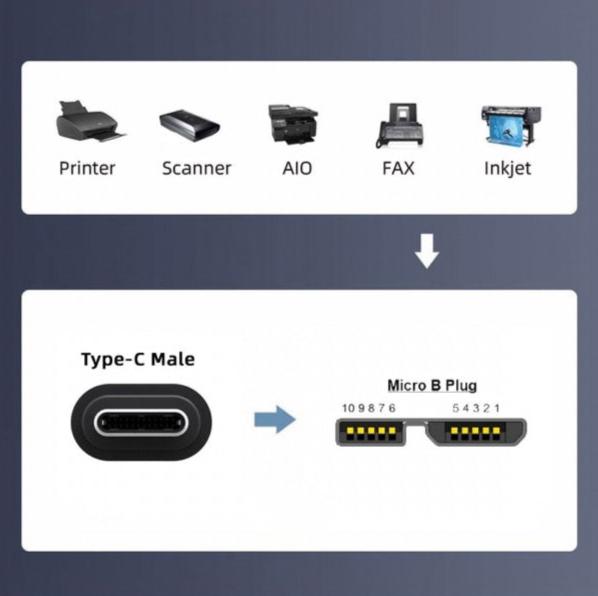 USB C Male to Micro B External Hard Drive Coiled Cable