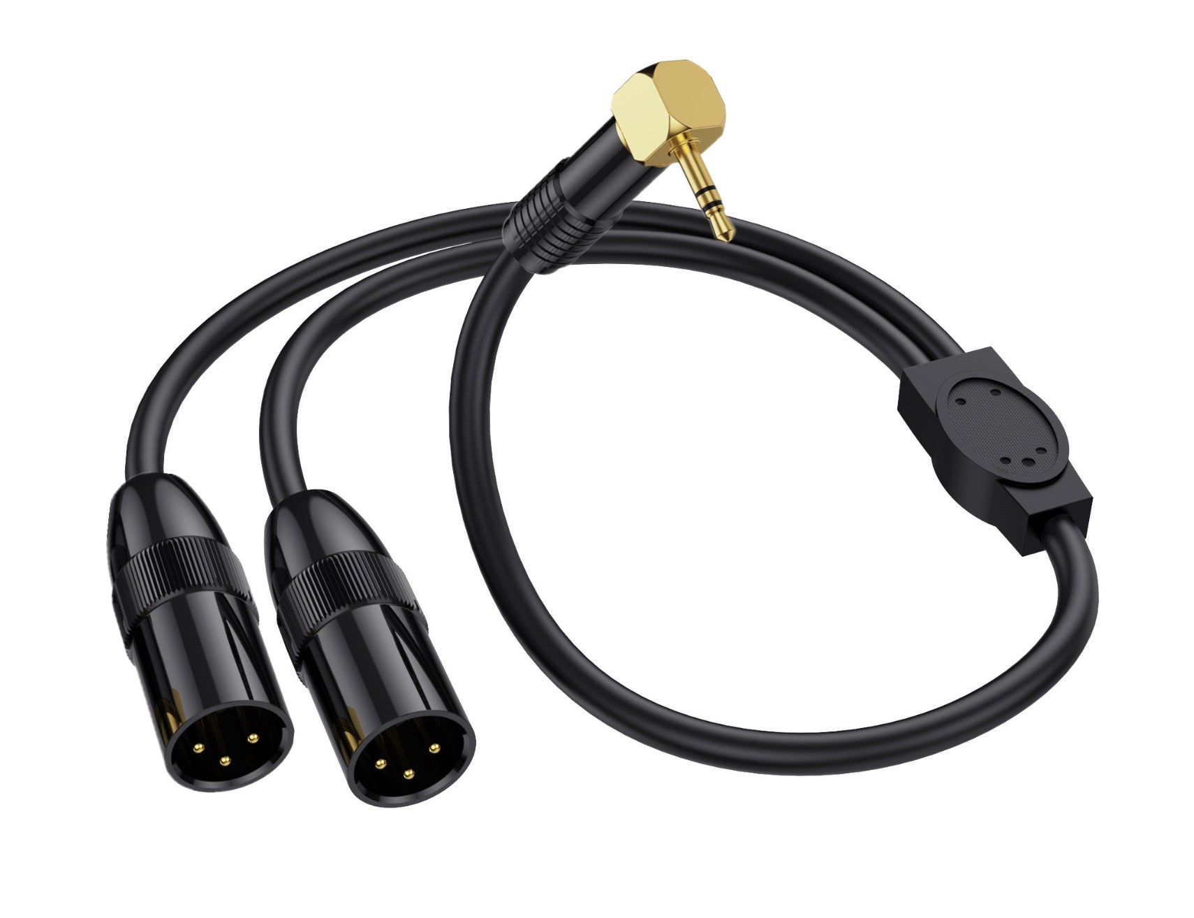 3.5mm to 2 XLR Y Splitter, TRS Angled Male to Dual XLR Male Interconnect Audio Microphone Cable