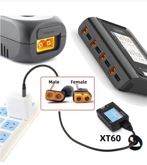 XT60 Female SC100 Protocol to DC 7.4x5.0mm Male Fast Charging Adapter