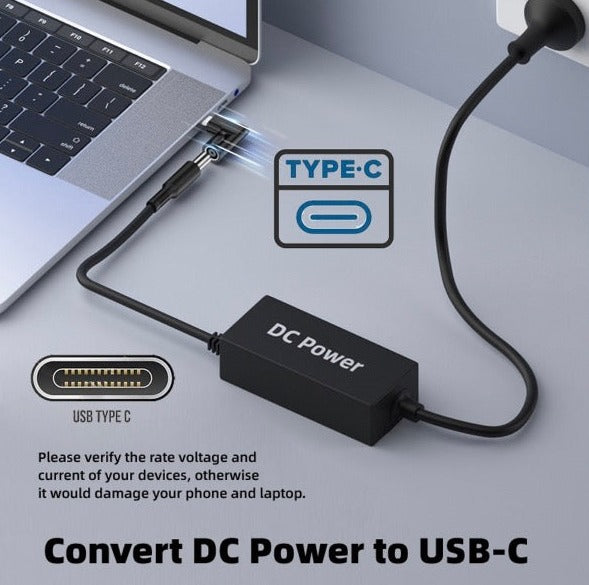 7.9x5.4mm Input to USB-C Angled Male Laptop Power Plug Charging Adapter