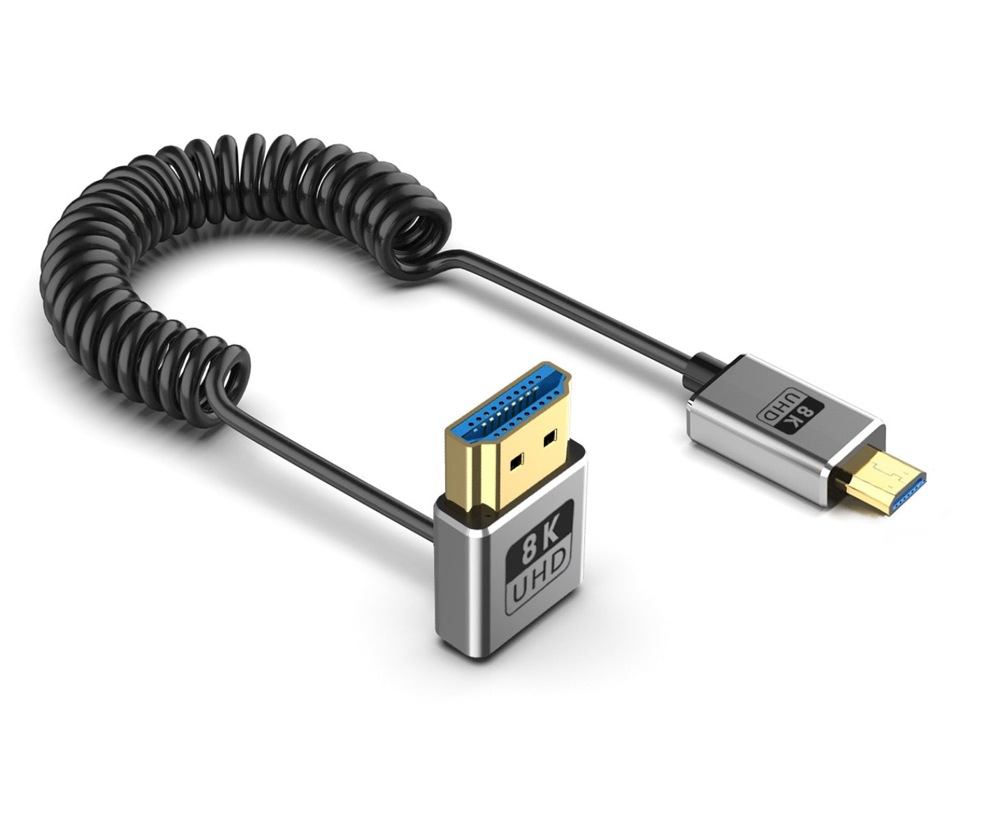 Micro HDMI to HDMI 2.1 Extreme Slim Coaxial Cable, Ultra High Speed 8K Audio Video Angled Cable