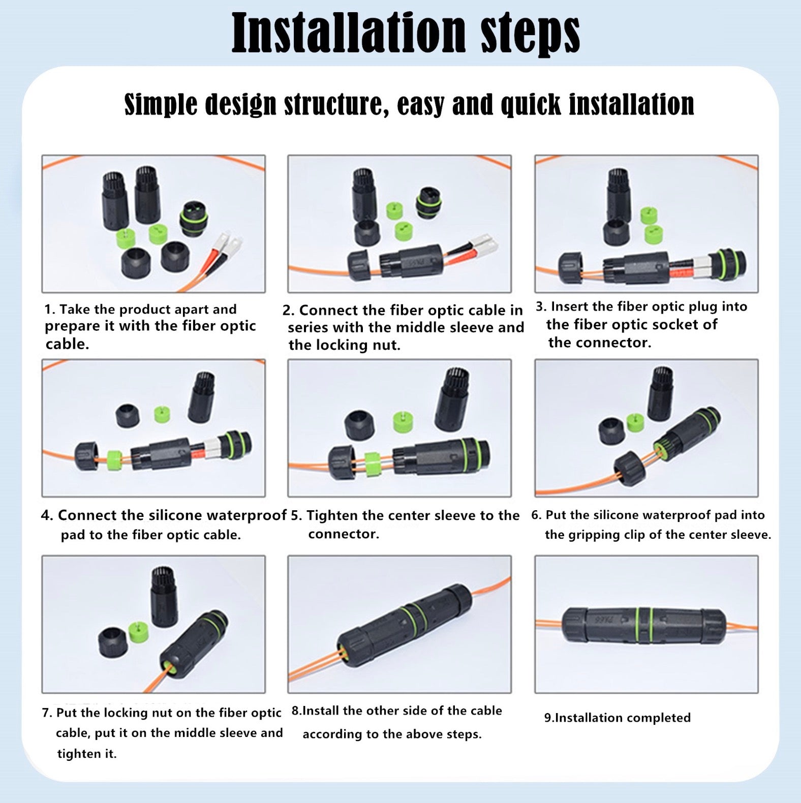 IP68 Waterproof Fiber Optical Coupler, SC-SC Outdoor Connector for Optic Network Lan Patch Panel