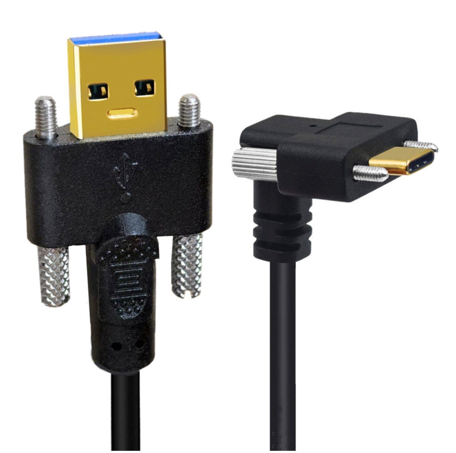 USB 3.1 Locking Screw Panel Mount Cable, USB C to USB 3.0 A Dual Screws Data Charging Connector