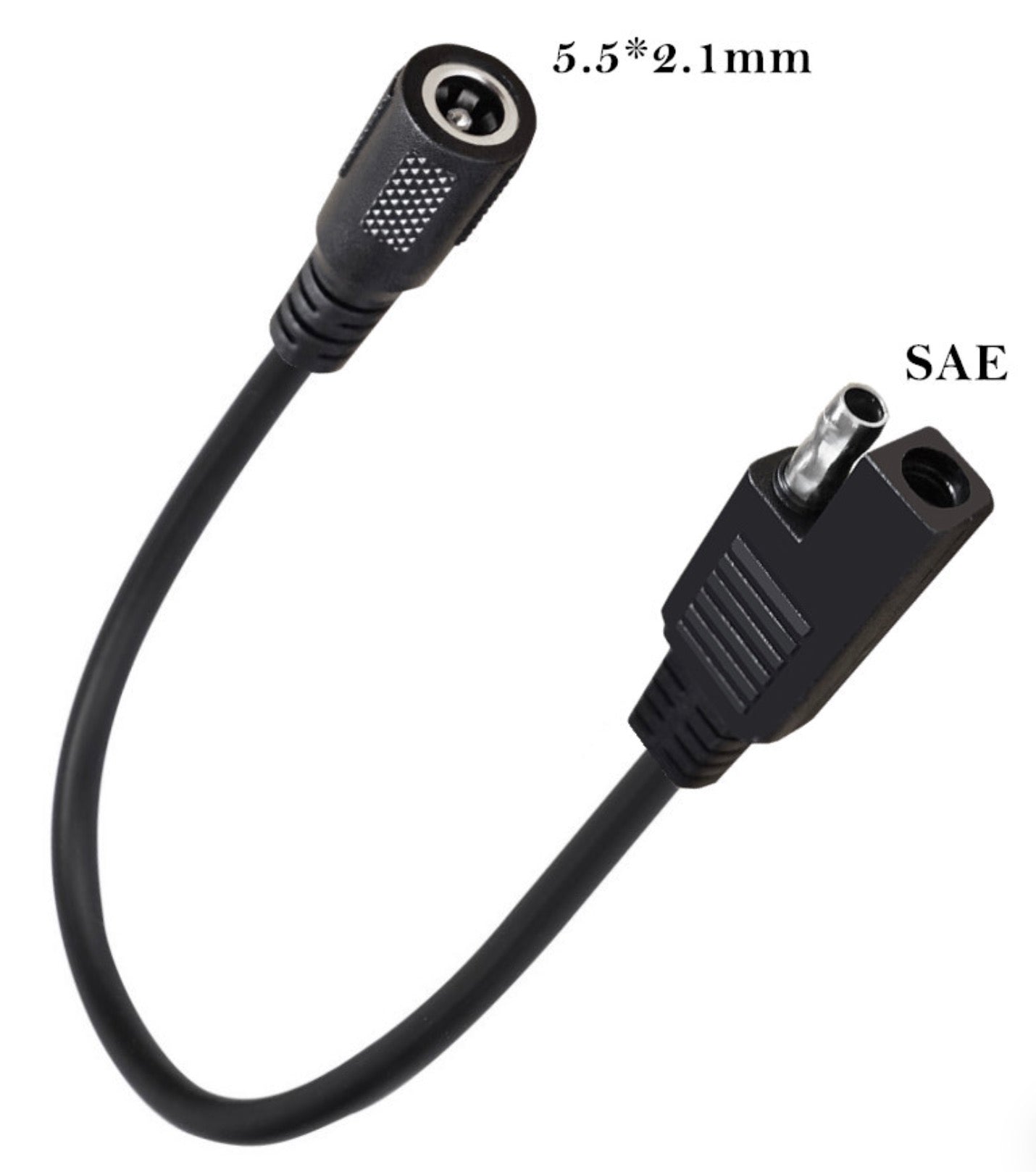 SAE to 5.5 x 2.1mm DC Female Power Charging Cable Converter for Car, Motorcycle, Solar Panel