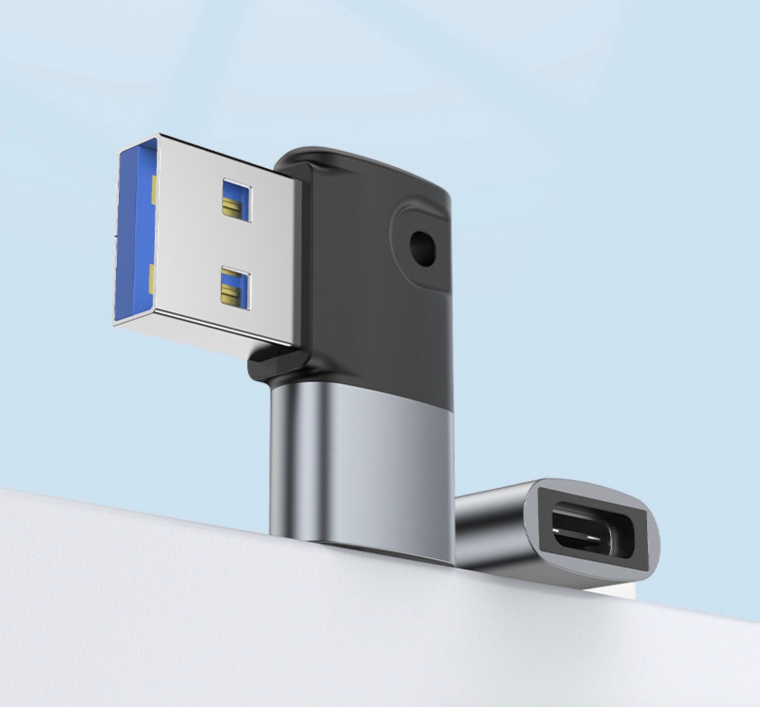 USB 3.0 A Male Angled to USB C Female OTG Adapter 3A