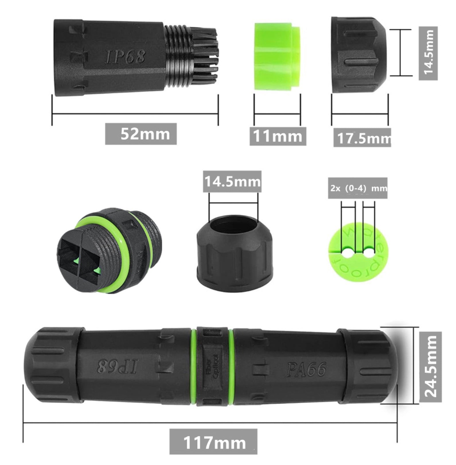 IP68 Waterproof Fiber Optical Coupler, SC-SC Outdoor Connector for Optic Network Lan Patch Panel