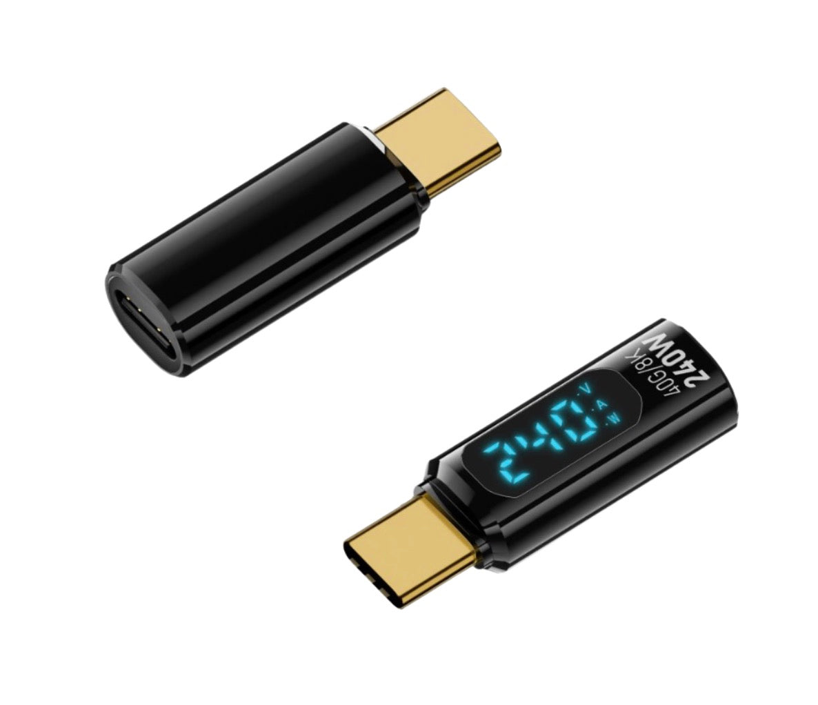 USB C Male to Female PD Charging Adapter | Current Voltage Monitor Display | USB4 240W 40Gbps