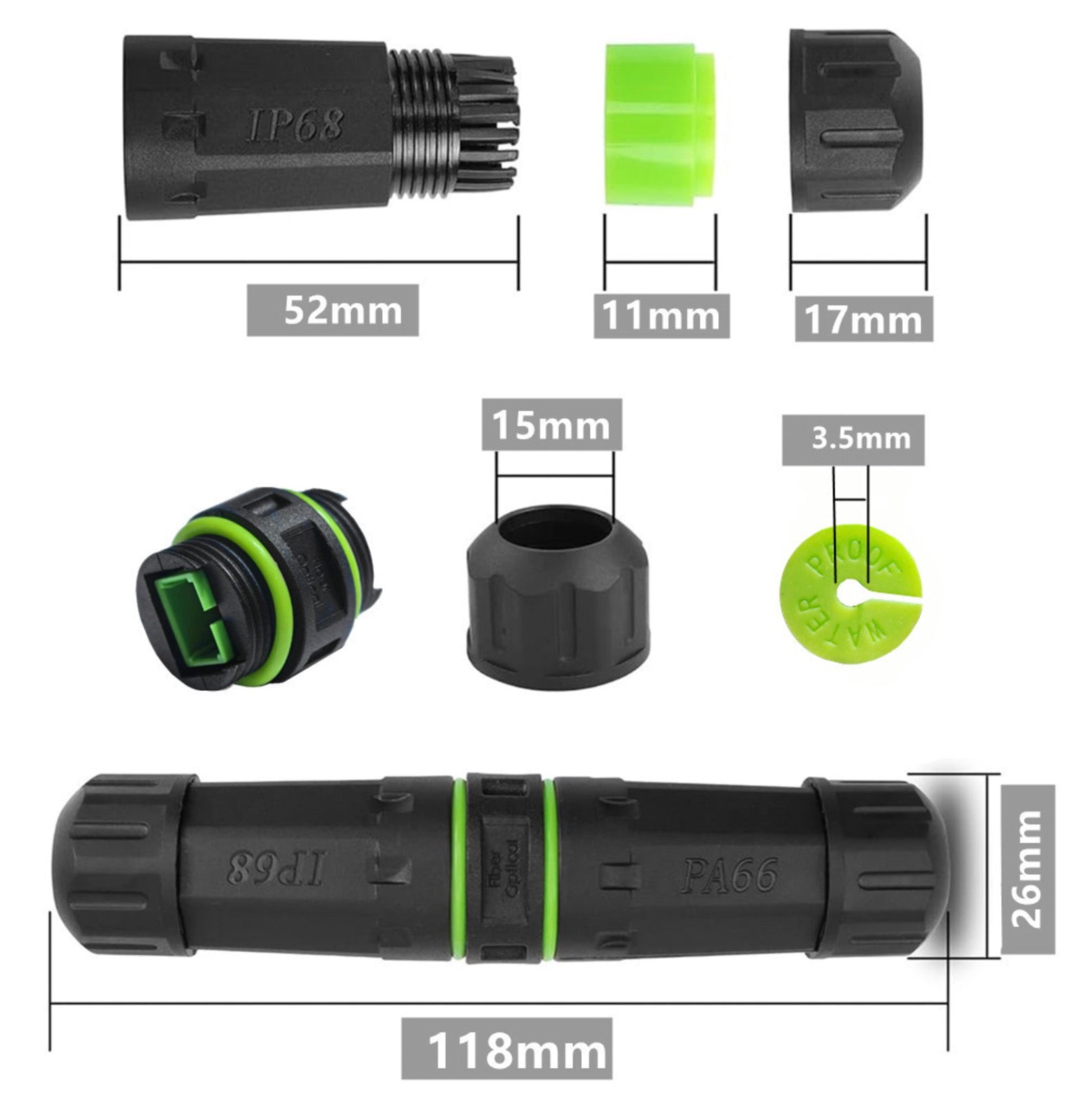 IP68 Waterproof Fiber Optical Coupler, SC-SC Mono Outdoor Connector for Optic Network Lan Patch Panel