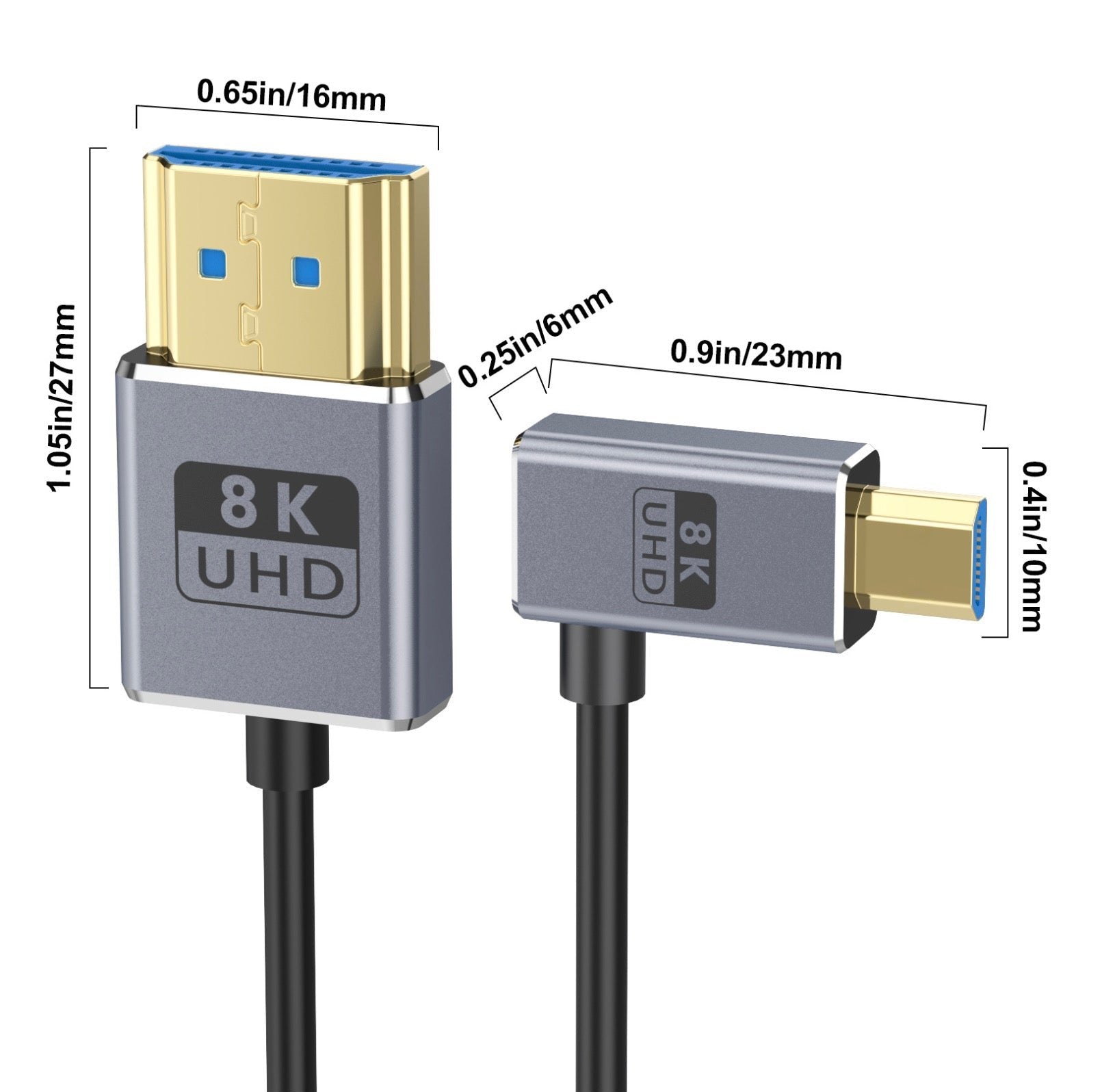 Micro HDMI to HDMI 2.1 Extreme Slim Coaxial Cable, Ultra High Speed 8K Audio Video Coiled Cable