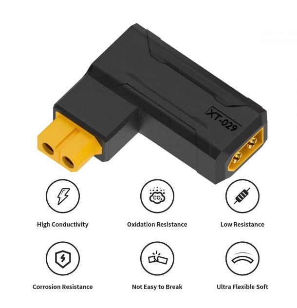 XT60 Male SC100 Protocol to XT60 Female Fast Charging Angled Horizontal Adapter