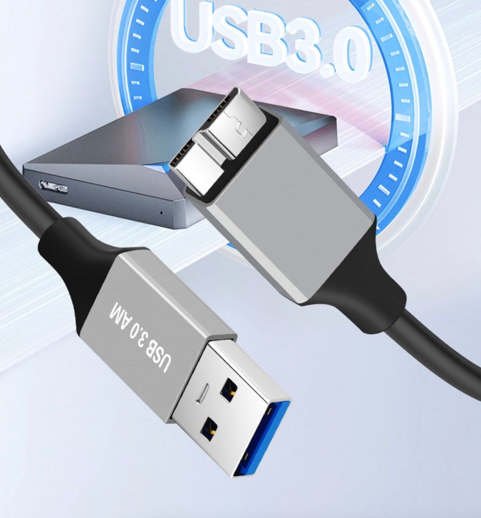 Micro B to USB 3.0 Type A External Hard Drive Cable