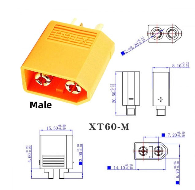 XT60 Male SC100 Protocol to DC 5.5x2.5mm Male Fast Charging Angled Horizontal Adapter