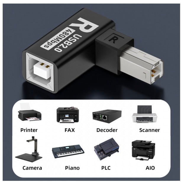 USB 2.0 Type-B Male to Female Extension Adapter for Printer Scanner