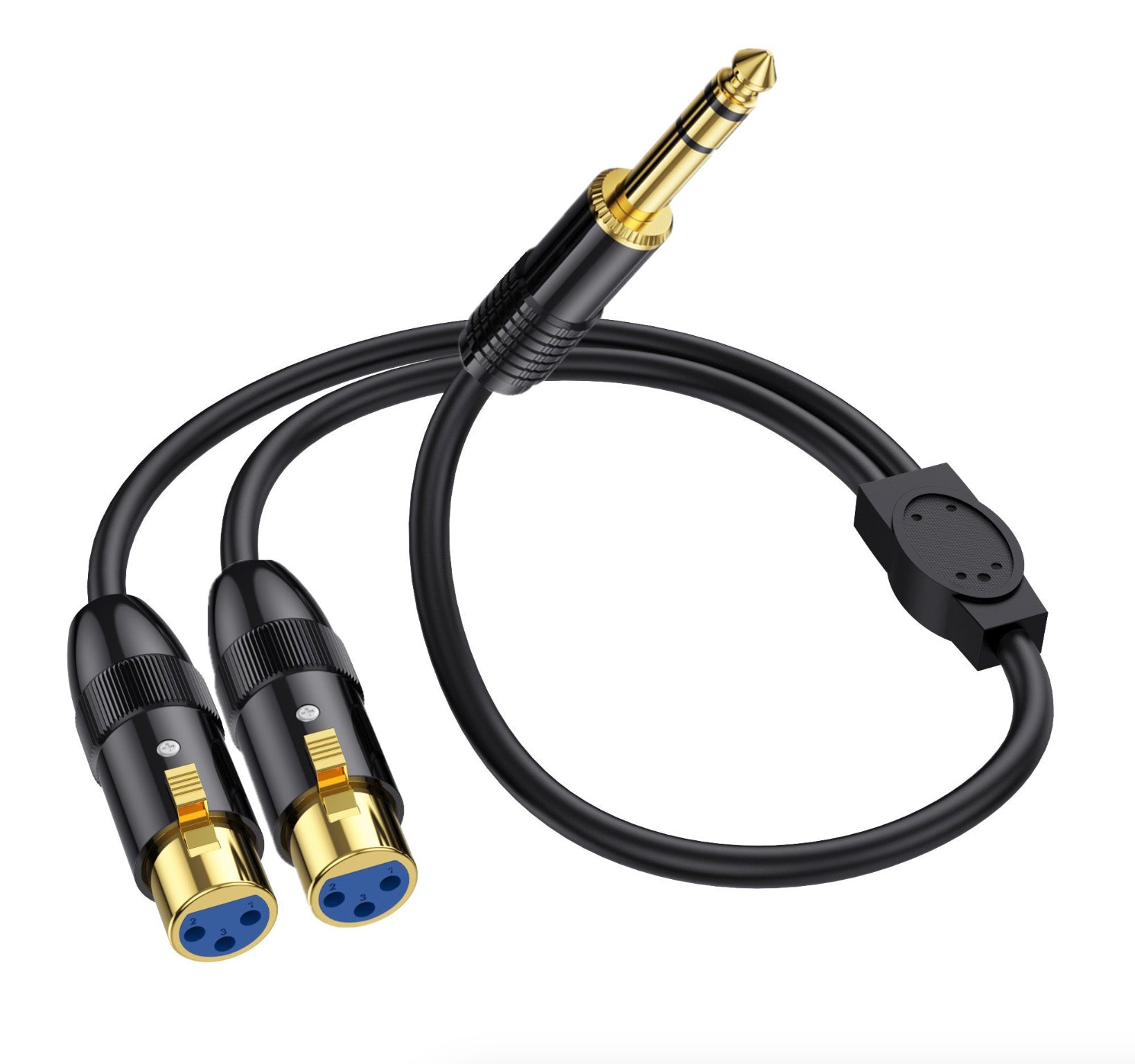 6.35mm (1/4 inch) TRS Male Plug to Dual XLR 3Pin Female Microphone Stereo Unbalanced Interconnect Audio Cable Y Splitter