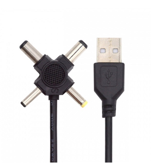 USB 2.0 A Male to 5.5x2.5mm, 5.5x2.1mm, 4.0x1.7mm, 3.5x1.3mm DC Power Plug Barrel Connector Charging Cable 5V