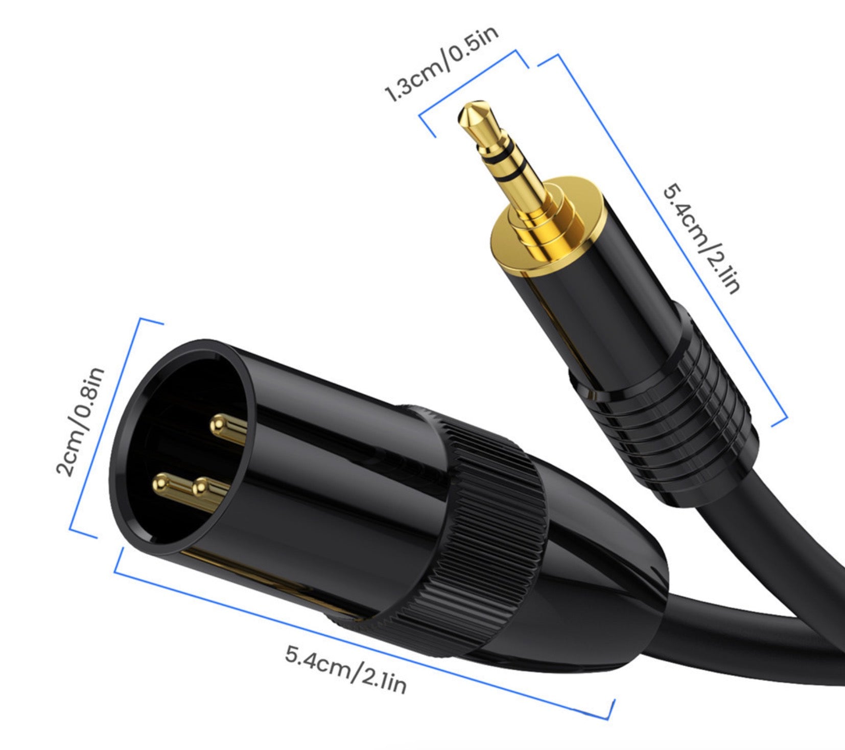 XLR to 3.5mm 1/8 Stereo Cable, Balanced XLR Male to 3.5mm Male TRS Mini Jack Audio Extension Cable