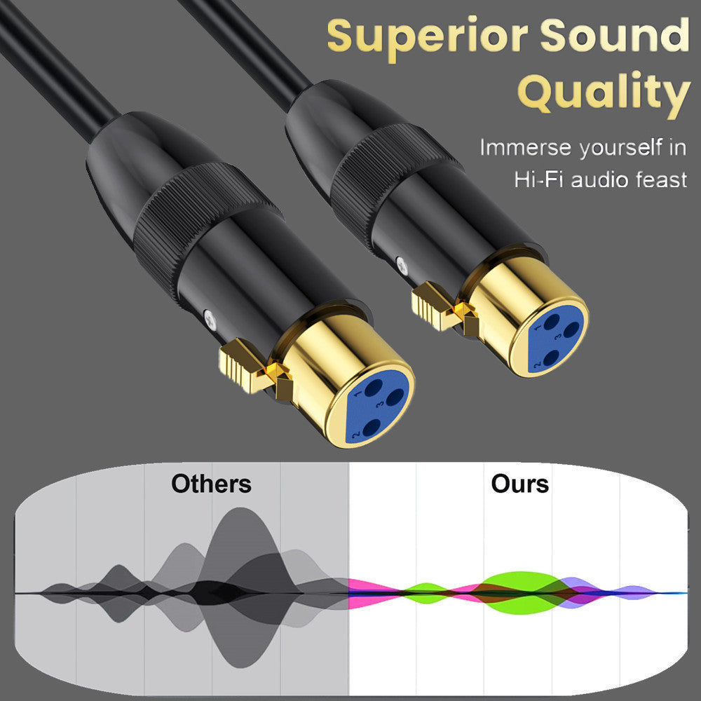 XLR 3Pin Female to Female Cable for Mic Mixer,Recording Studio,Podcast,Speaker Systems