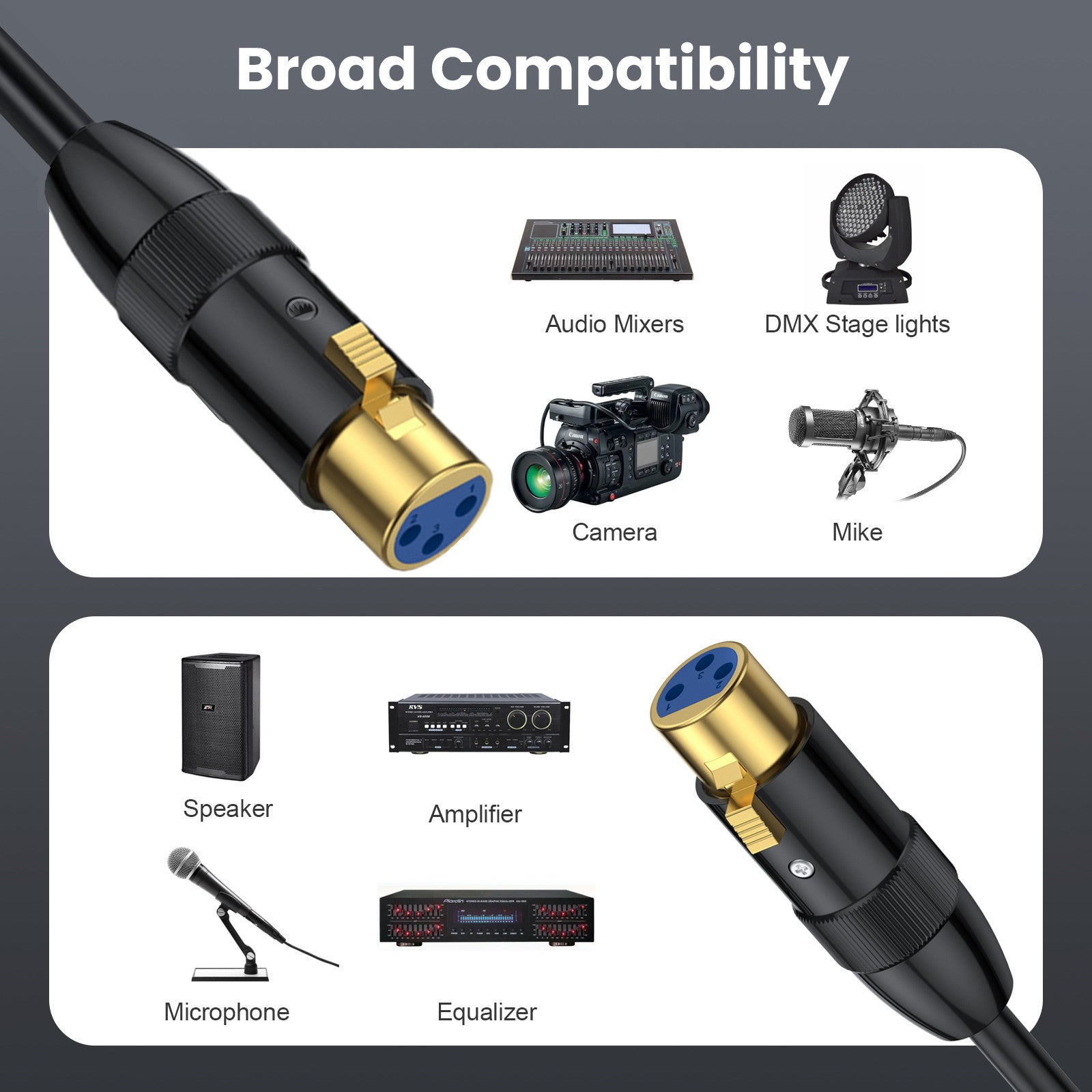 XLR 3Pin Female to Female Cable for Mic Mixer,Recording Studio,Podcast,Speaker Systems