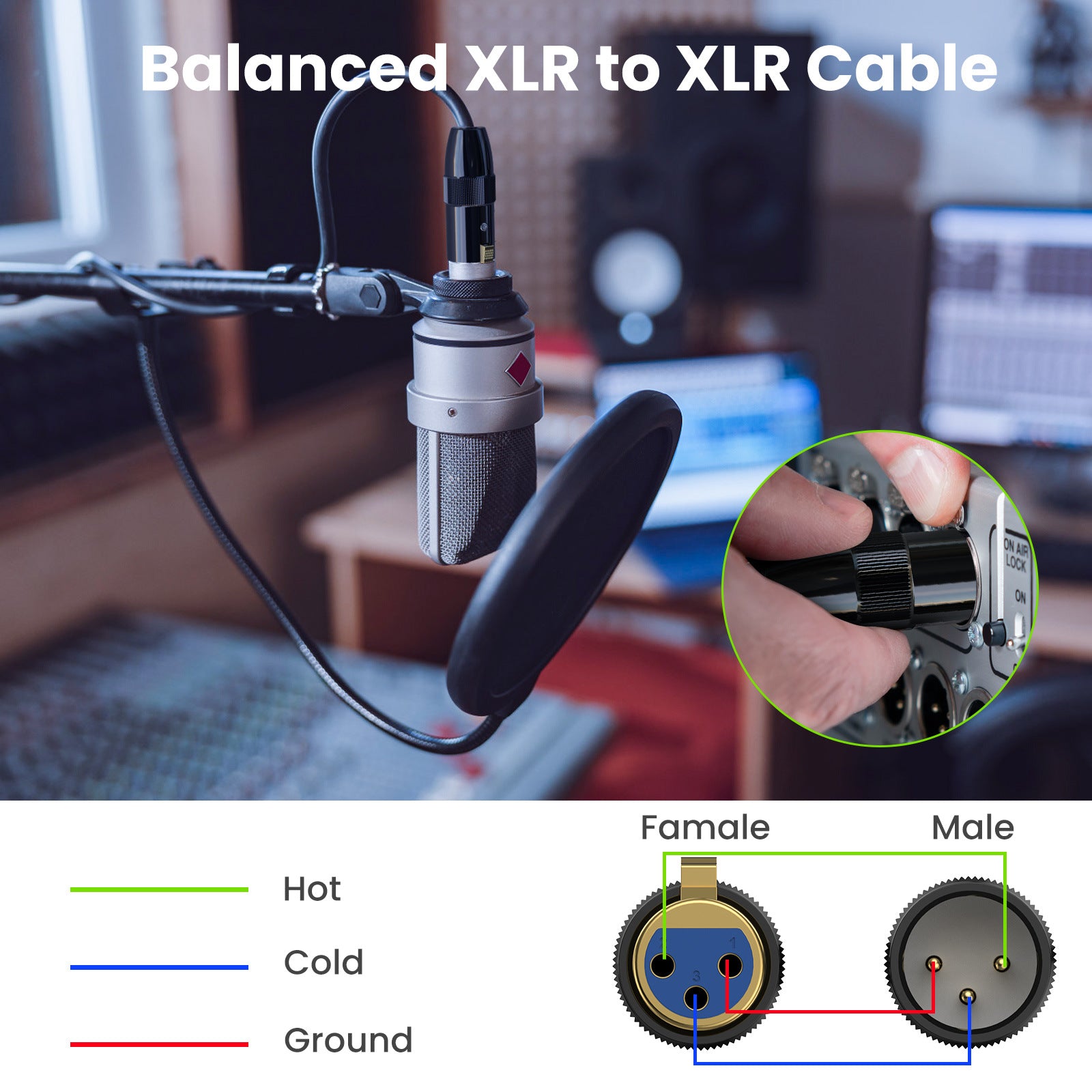 XLR 3Pin Male to XLR Female Balanced Shielded Audio Microphone Cable