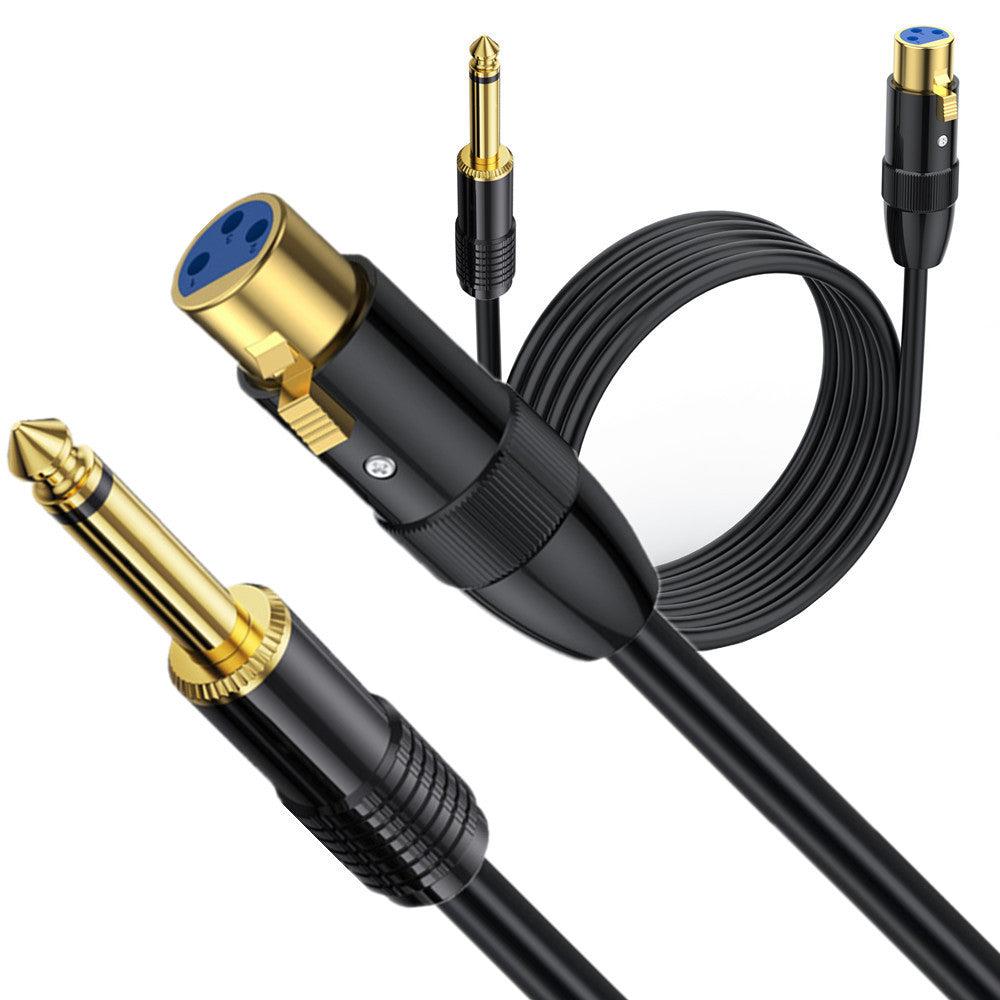 XLR to 1/4 inch Mono Microphone Cable, 6.35mm 1/4 inch TS Male to XLR Female Unbalanced Interconnect Audio Cable for Dynamic Microphone