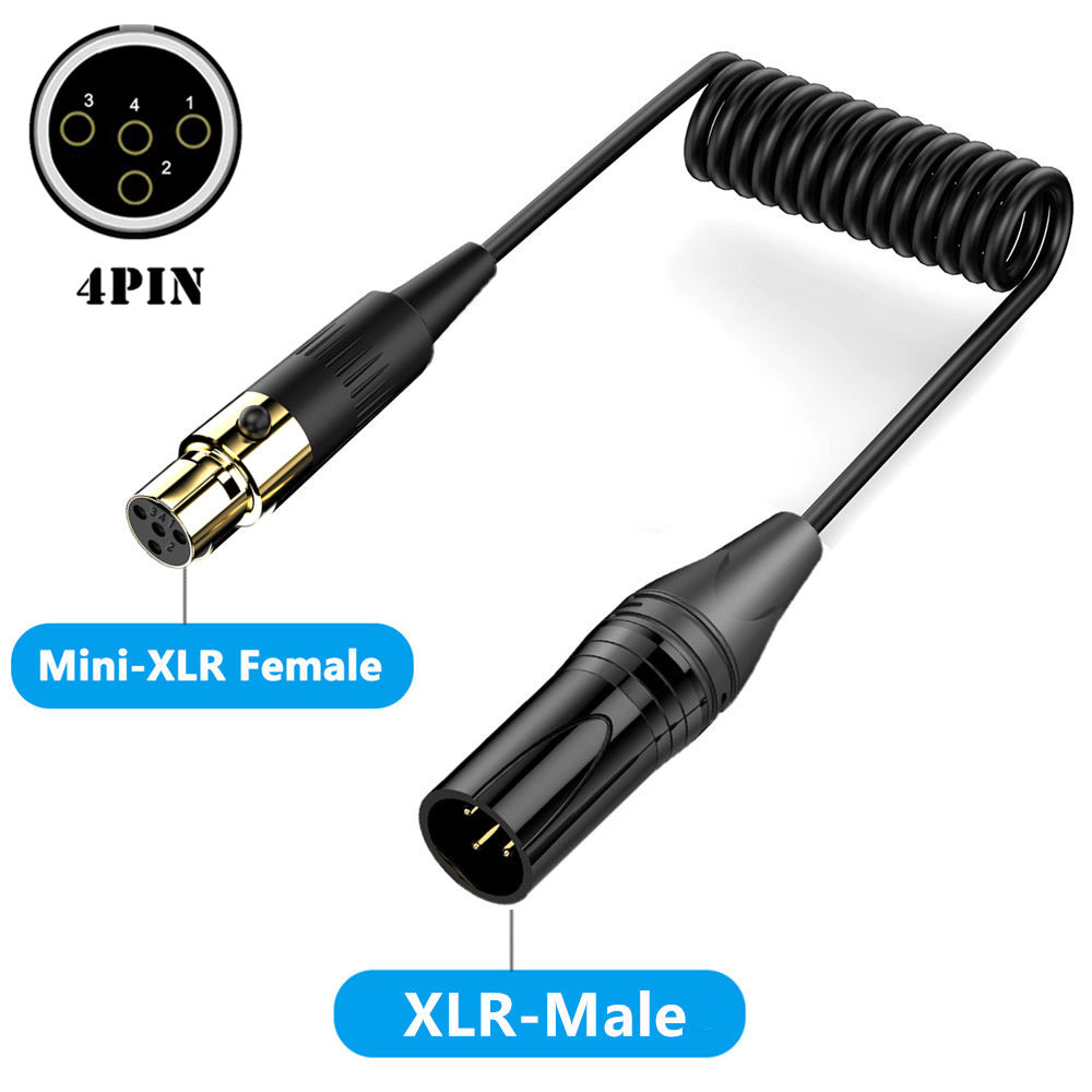 XLR to Mini XLR Microphone Cable, 3Pin XLR Male to 4Pin Mini XLR Female Extension Adapter