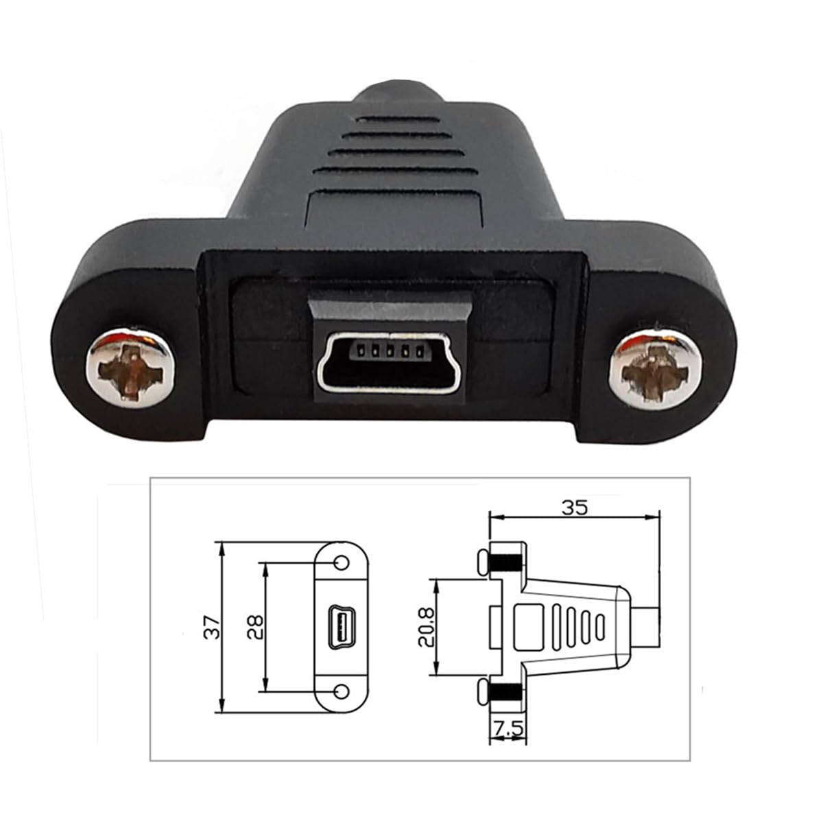 Mini 5Pin Male to Female Panel Mount Extension Cable 5m