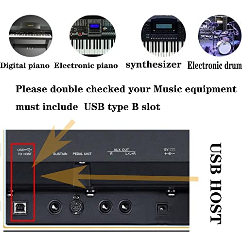 Micro USB 5 Pin to USB 2.0 B Type Midi Piano Drum Cable 1m