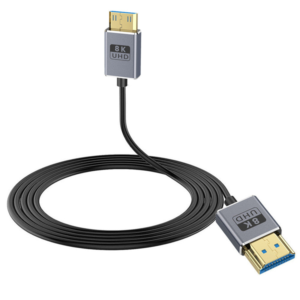 Mini HDMI to HDMI 2.1 Coaxial Extreme Slim Cable,  8K@60H Ultra High Speed 48Gbps