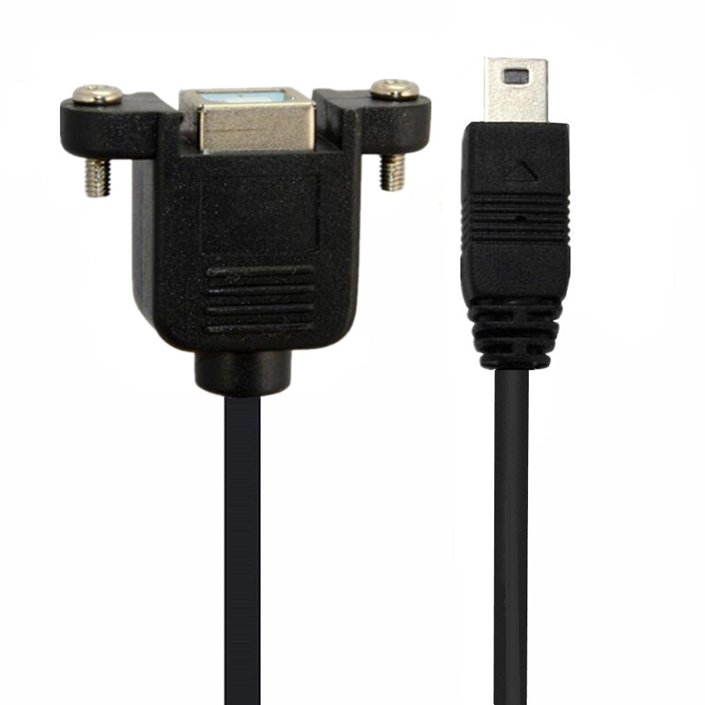 Mini USB 5 Pin Male to USB Type B 2.0 Female Panel Mount Coiled Extension Cable