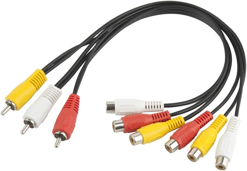 3 RCA Male to 6 RCA Female Audio Video Composite Extension AV Cable