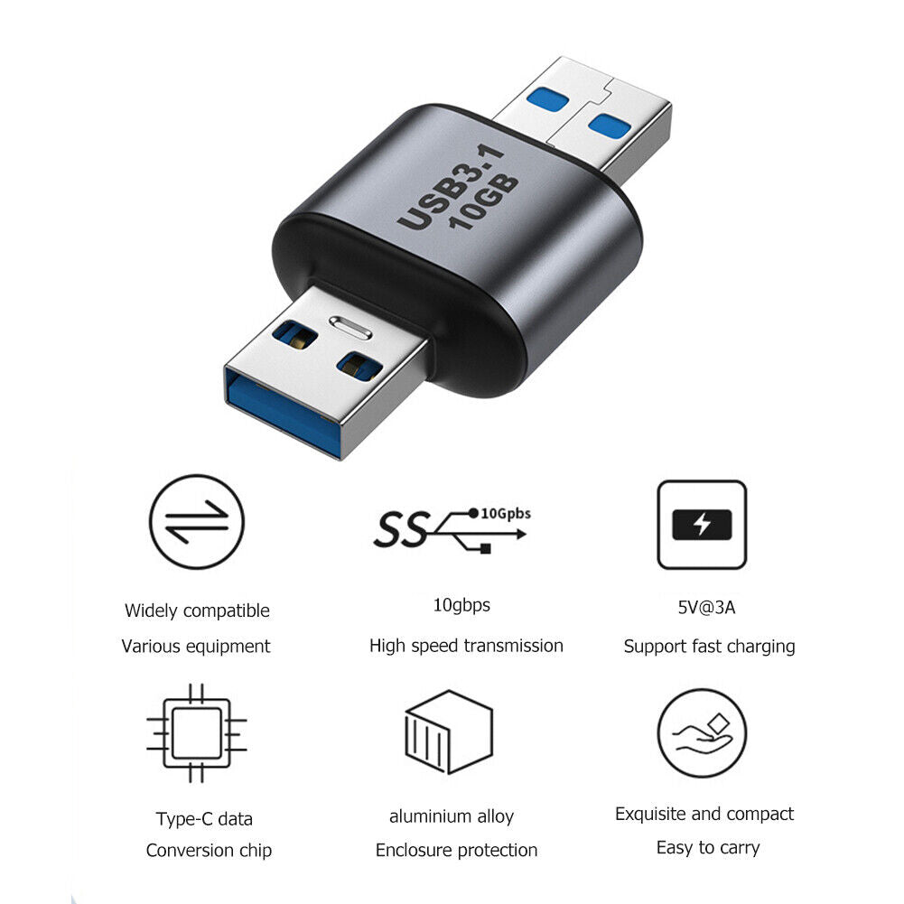 USB 3.0 A Male to USB 3.0 A Male OTG Extension Adapter 10Gbps