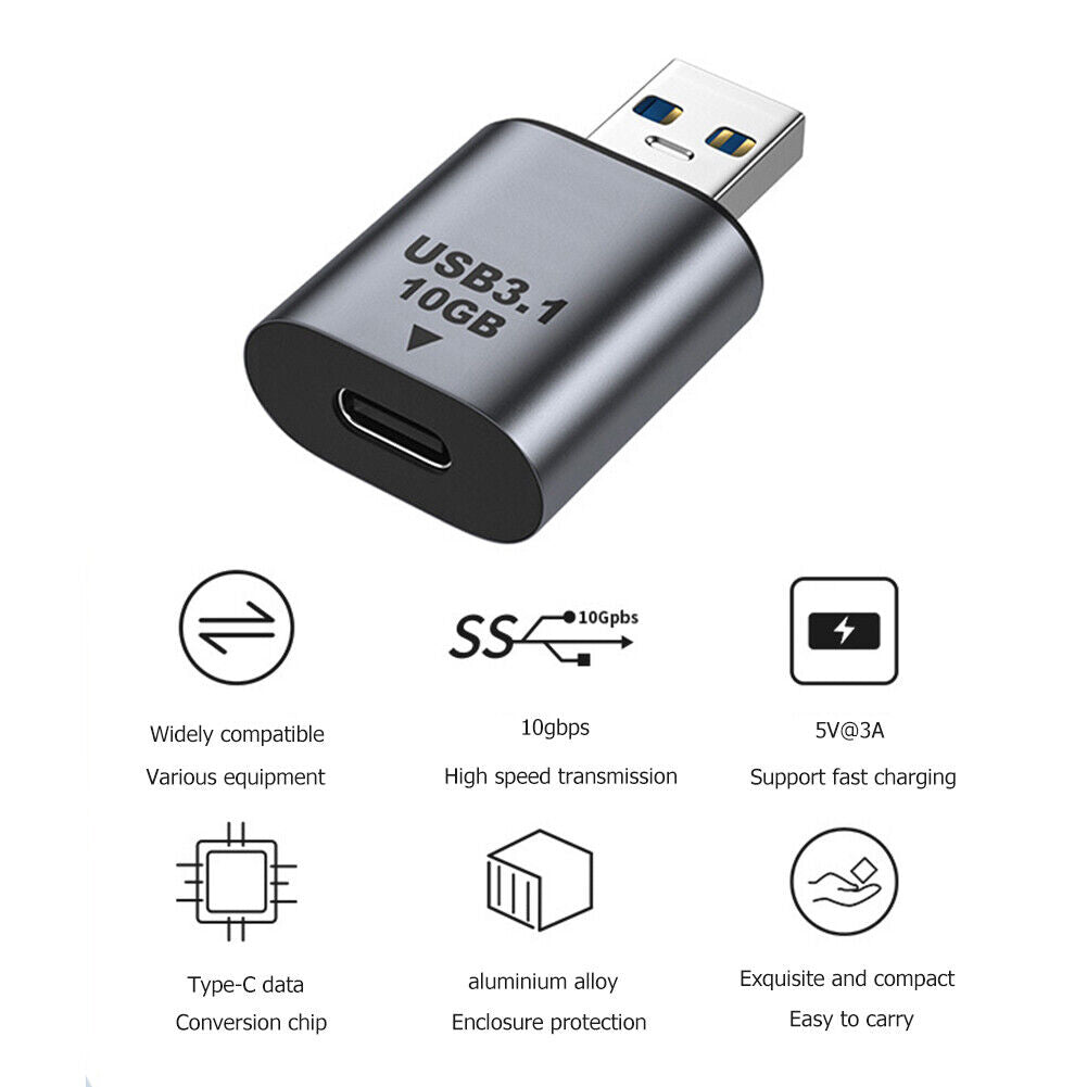 USB 3.0 A Male to USB C 3.1 Female Extension Adapter 10Gbps