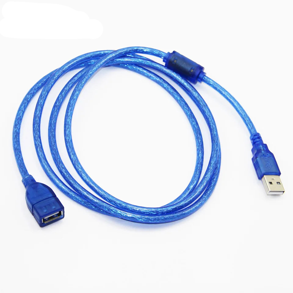 USB 2.0 A Male to Female Extension Cable | Transparent Blue