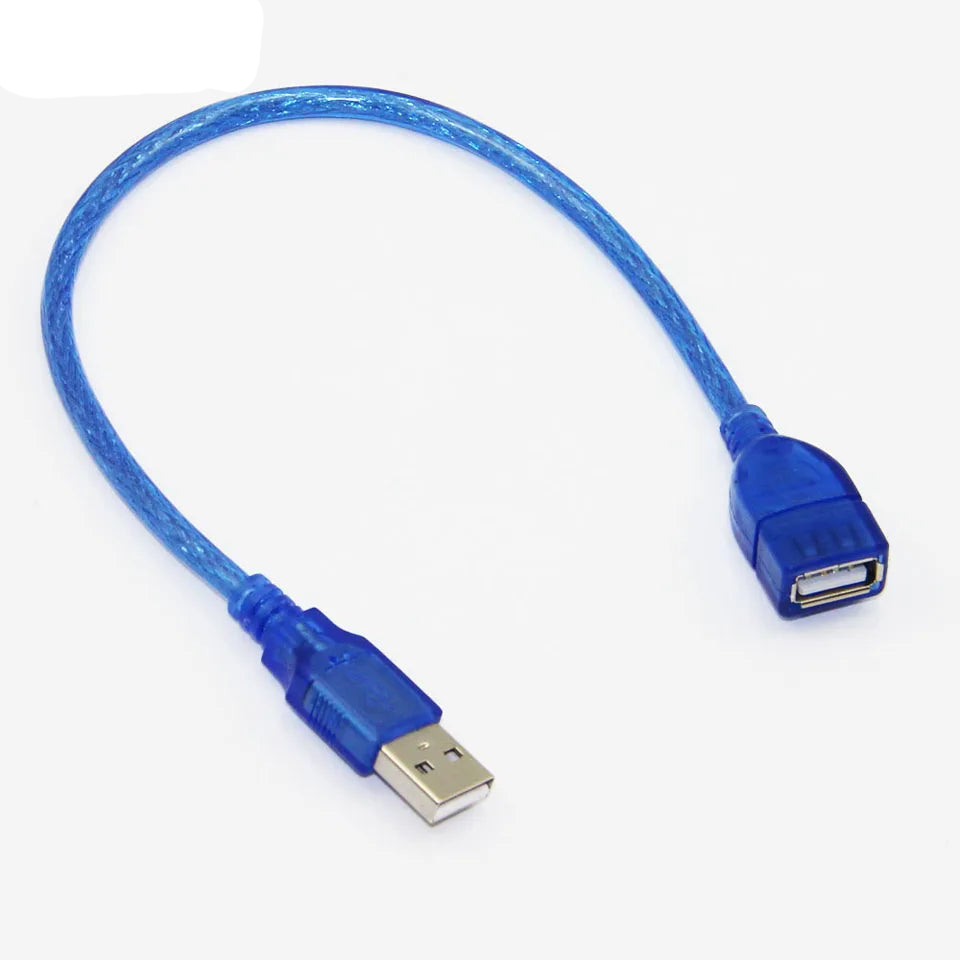 USB 2.0 A Male to Female Extension Cable | Transparent Blue