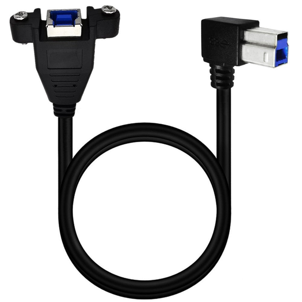 USB 3.0 Type B Male to B Female Panel Mount Extension Cable for Printer, Scanner, Hard drive | Up Angle