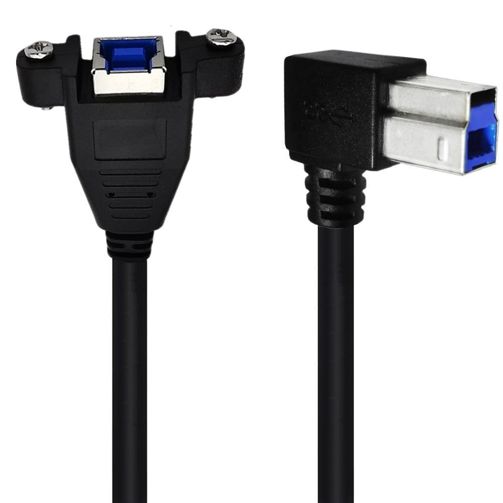 USB 3.0 Type B Male to B Female Panel Mount Extension Cable for Printer, Scanner, Hard drive | Up Angle