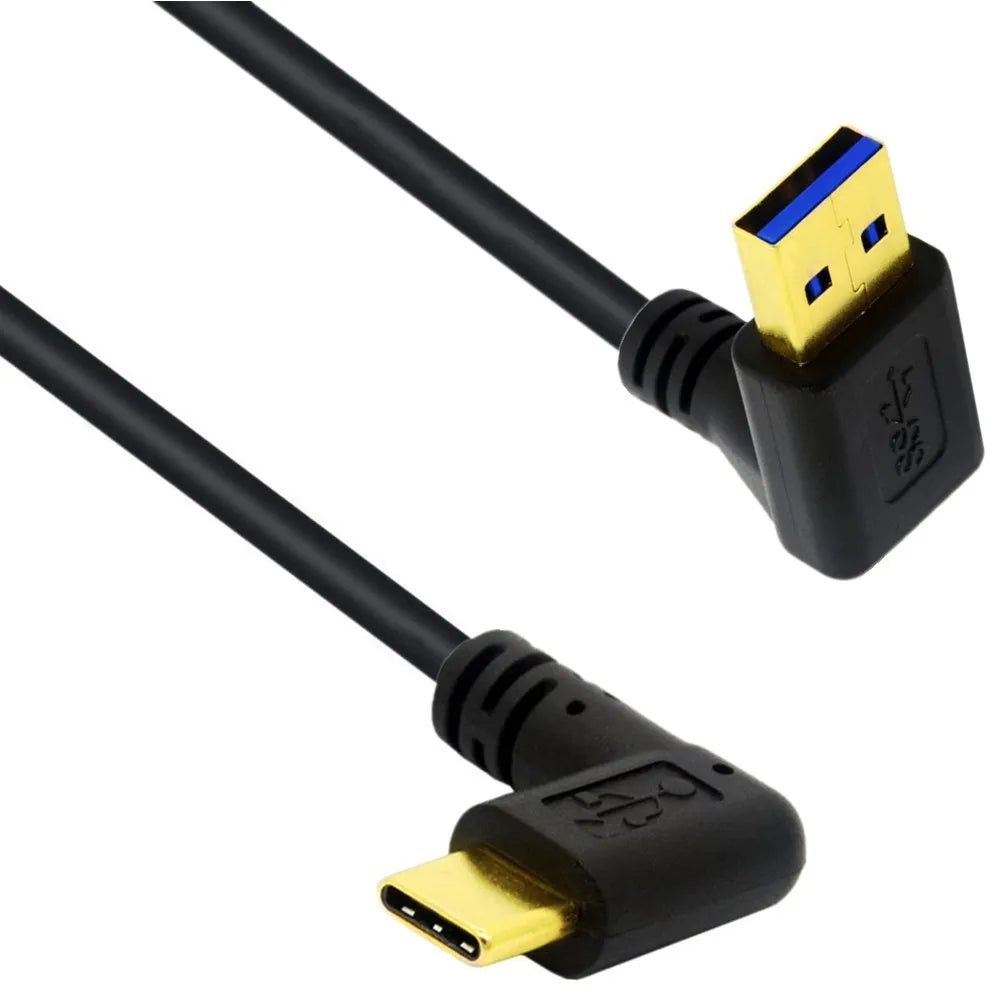 USB-A 3.0 Up Angle to USB-C Data Sync Charge Cable 0.25m