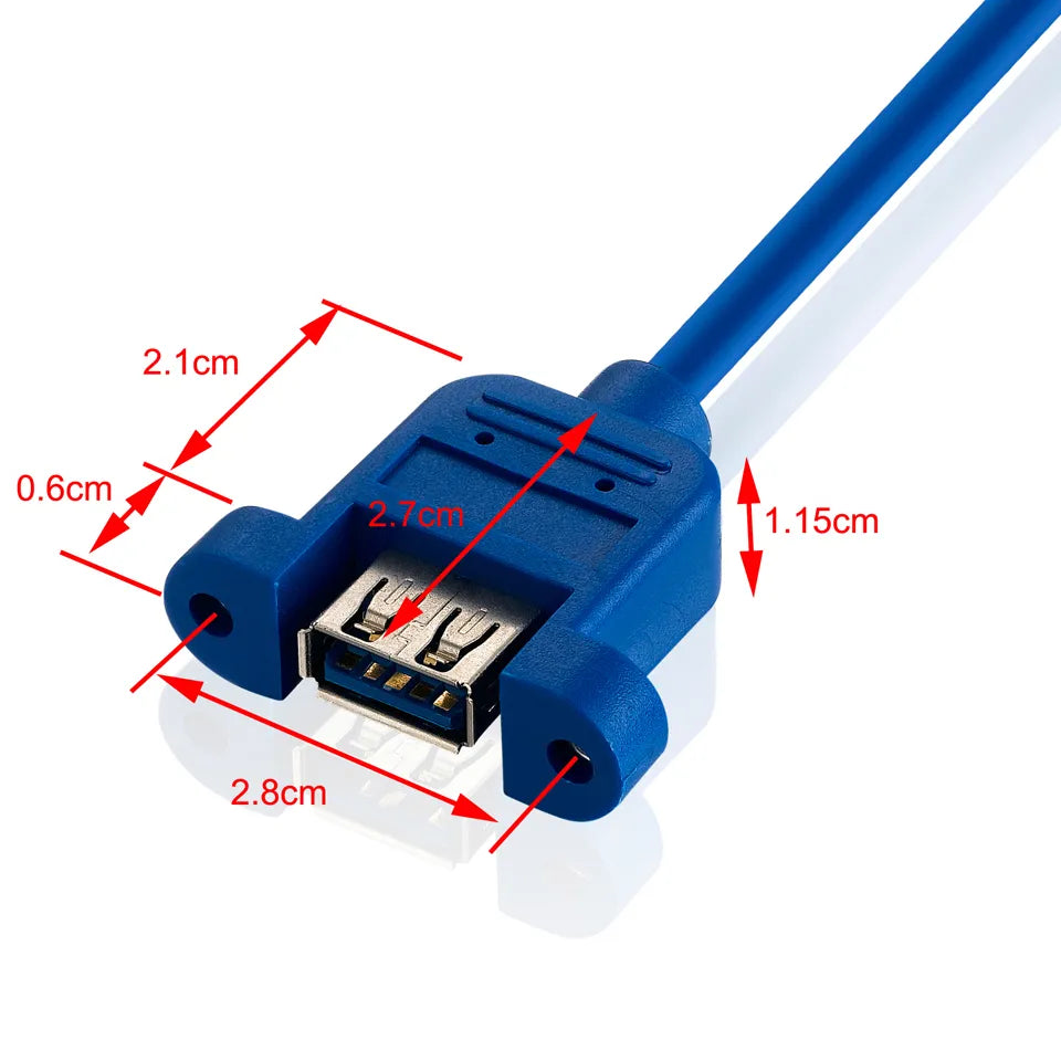 USB 3.0 A Male to Female Panel Mount Cable (Right Angle / Left Angle)