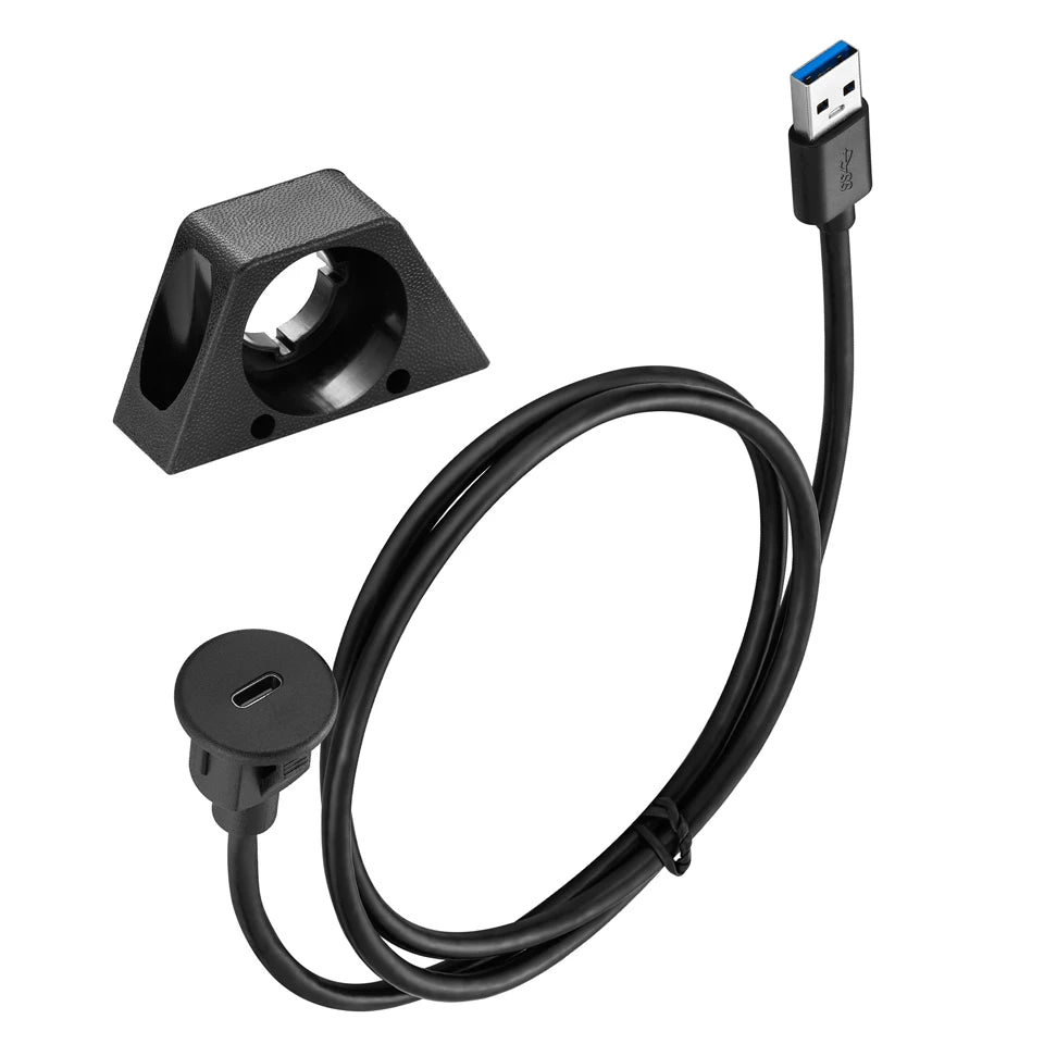 USB 3.0 A Male to USB C Female Flush Mount Cable for Car Truck Boat Motorcycle Dashboard