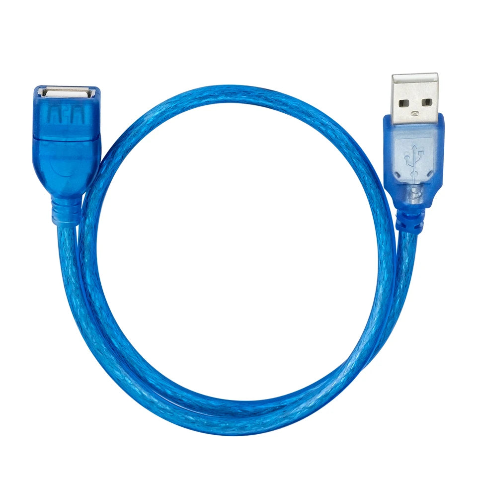 USB 2.0 A Male to Female Extension Cable | Transparent Blue