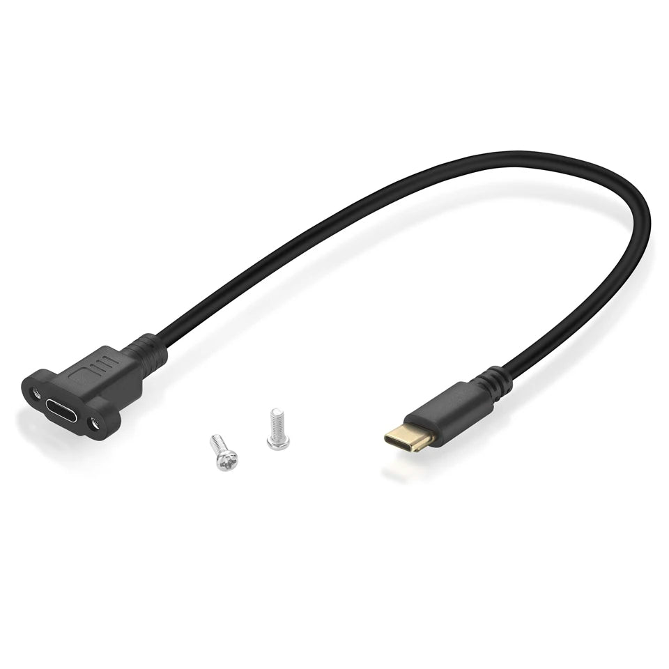 USB C Male to Female Panel Mount Extension Cable USB 3.1 10Gbps 0.3m / 0.5m