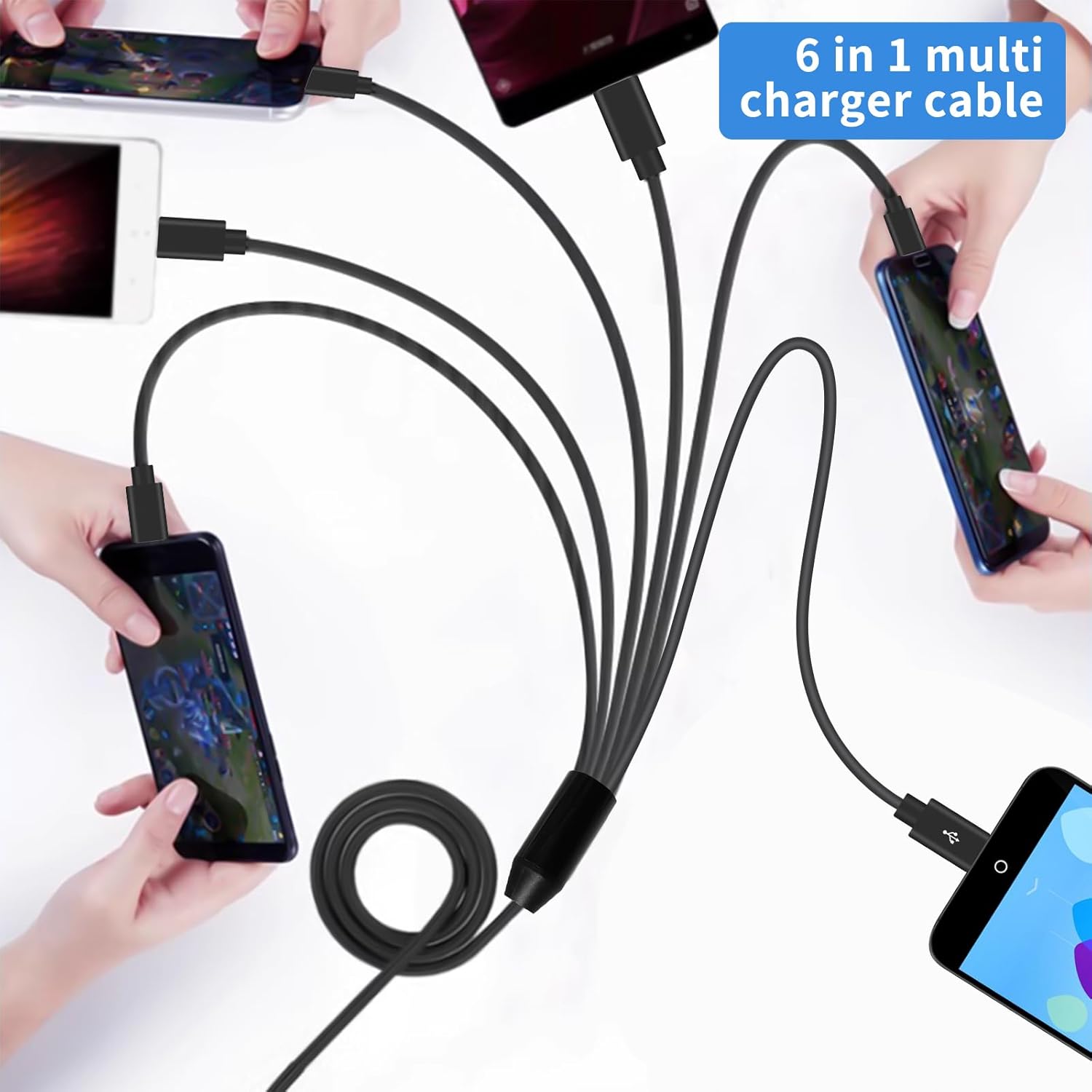 USB 2.0 A Type to 6 x Micro USB Data Charge Y Cable 1.5m