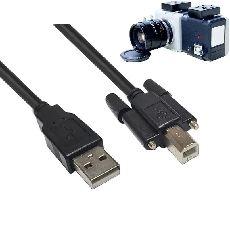 USB 2.0 Printer Cable, USB A Male to USB B Male Screw Panel Mount Cable