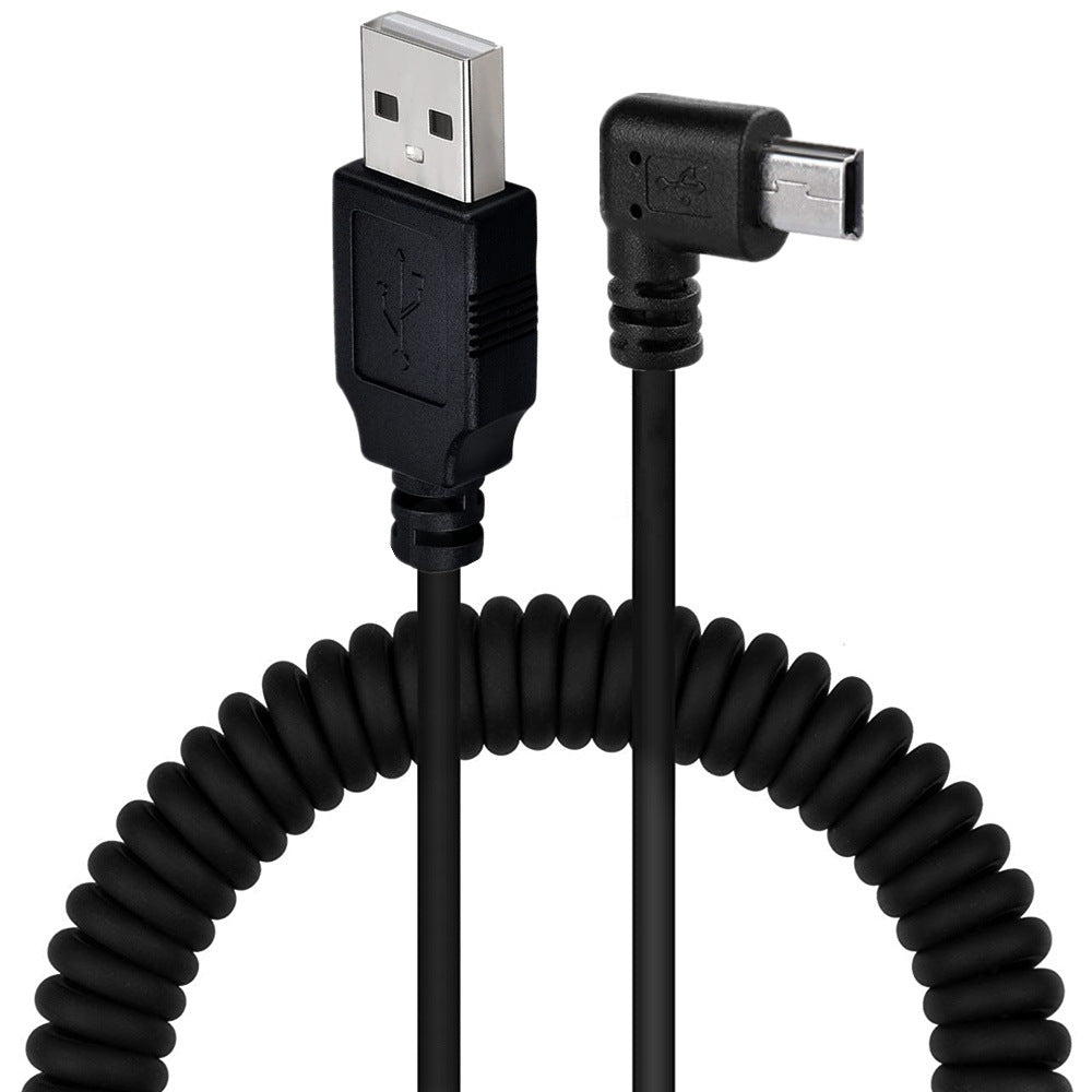 USB 2.0 A Male to Mini 5Pin Data Charging Coiled Cable